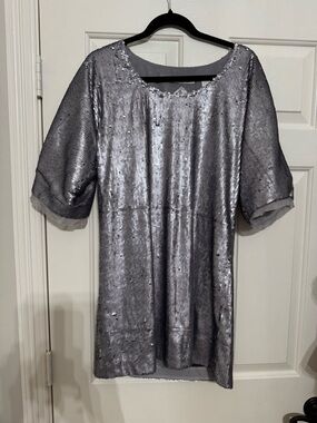 Laundry By Shelli Segal Silver Sequin Short Dress